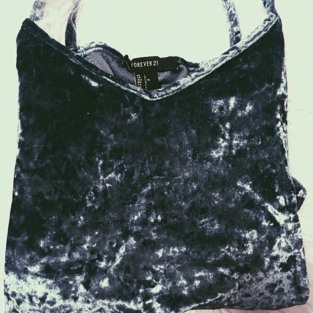 Blue Crushed Velvet Top